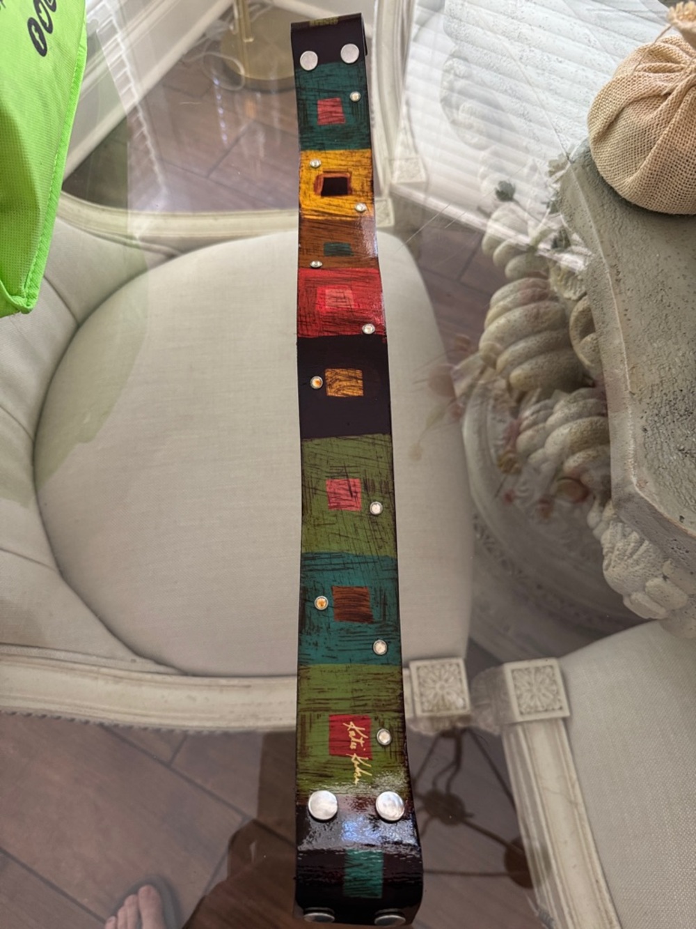 Colorblock Studded Leather Crossbody Strap - Multicolor